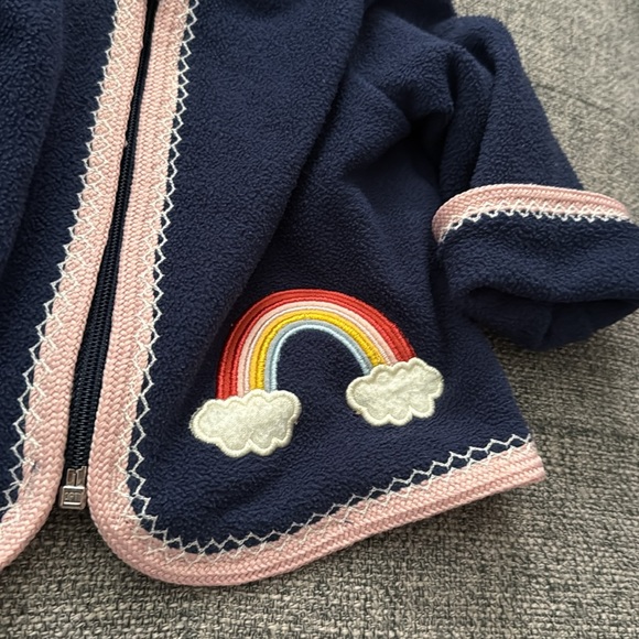 Hannah Andersson Baby Embroidered Fleece Jacket rainbow zipper front size 6-12 m - Picture 2 of 4